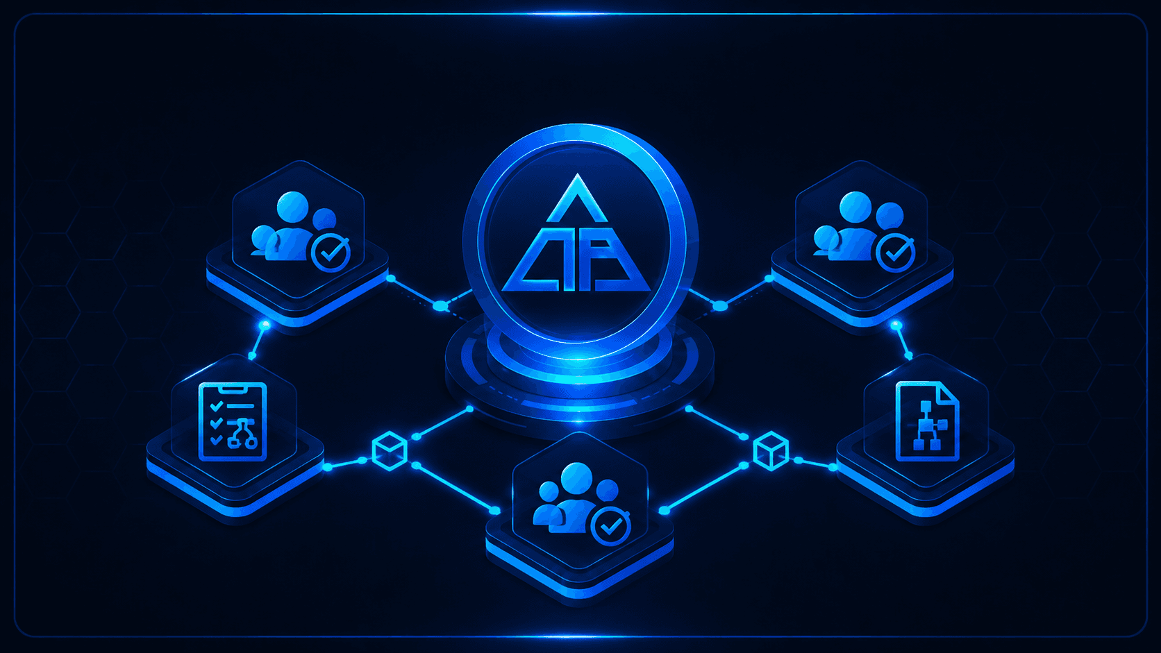 DAO governance & operating workflows — community nodes and roles connected around the TruFi mark