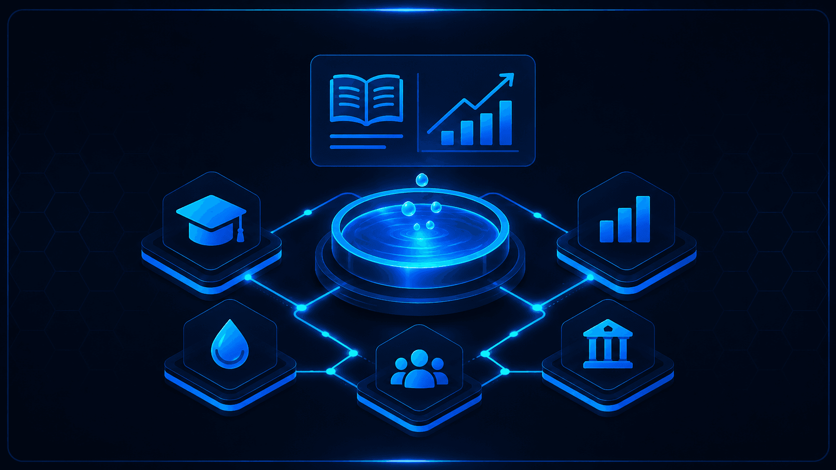 Liquidity & market education — a liquidity pool with education, market, and institution nodes